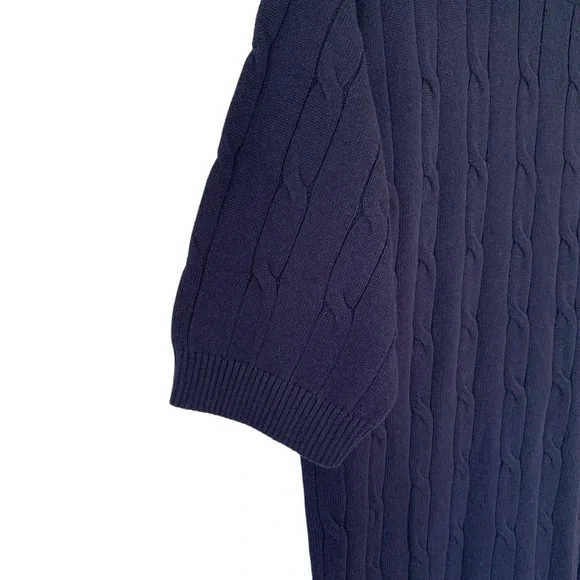 🇫🇷 Kujten 100% Cashmere Navy Cable Knit Short Sleeve Sweater - Picture 4 of 9